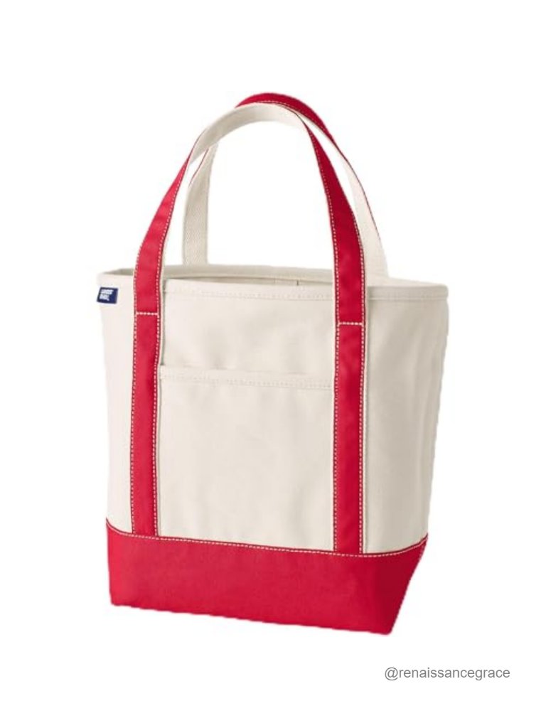 Canvas Open Top Tote Bag Medium Regular Handle With 5 Pockets